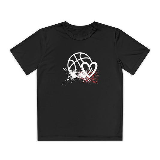 Basketball Is Her Heartbeat Youth Moisture Wicking Tee