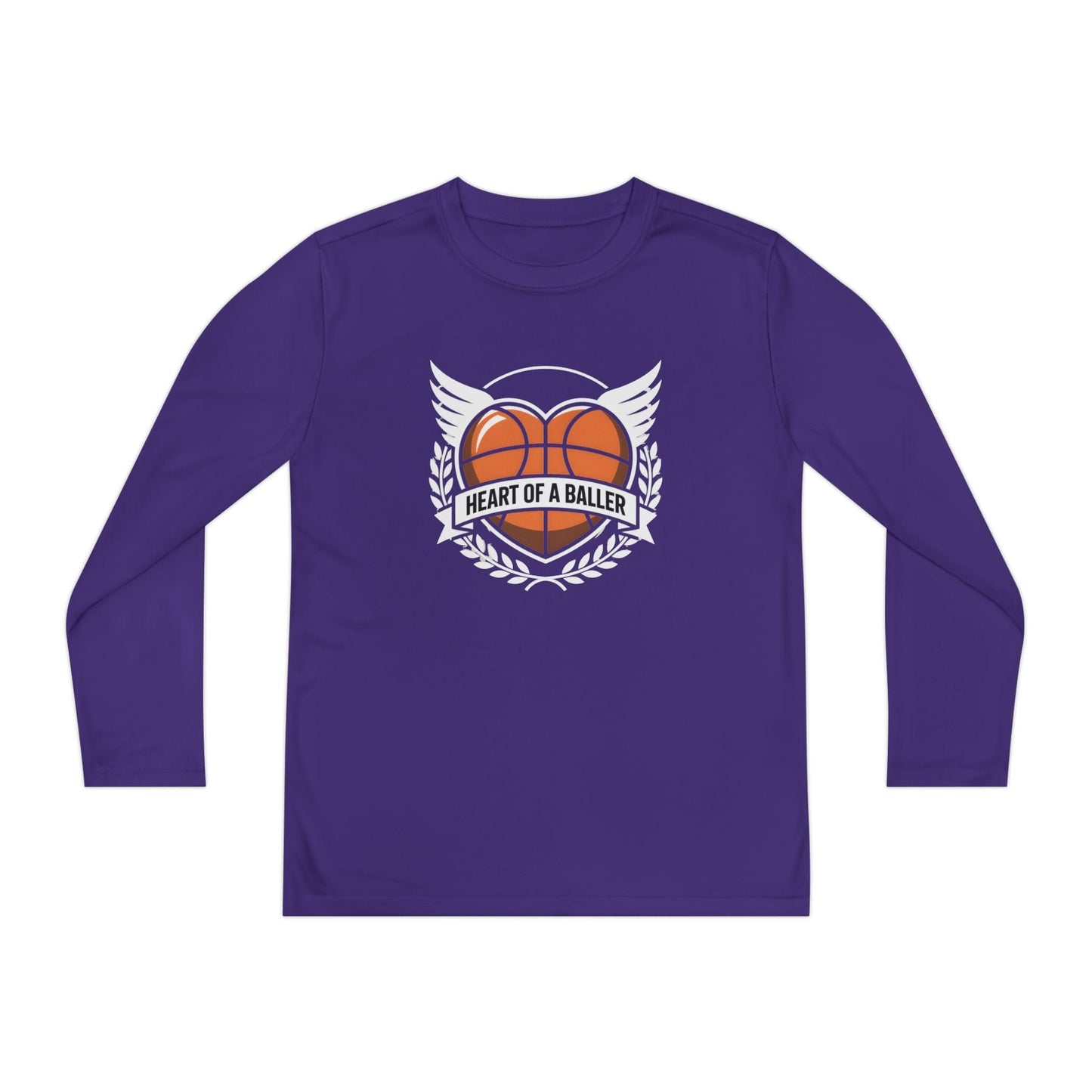 Heart Of A Baller-Basketball Youth Long Sleeve Competitor Tee