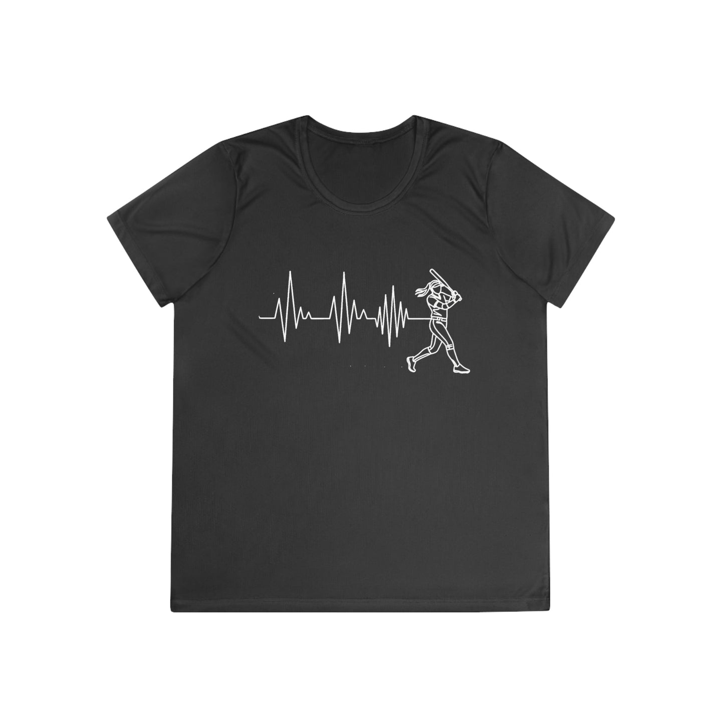 Softball Heartbeat  Ladies Moisture Wicking Tee