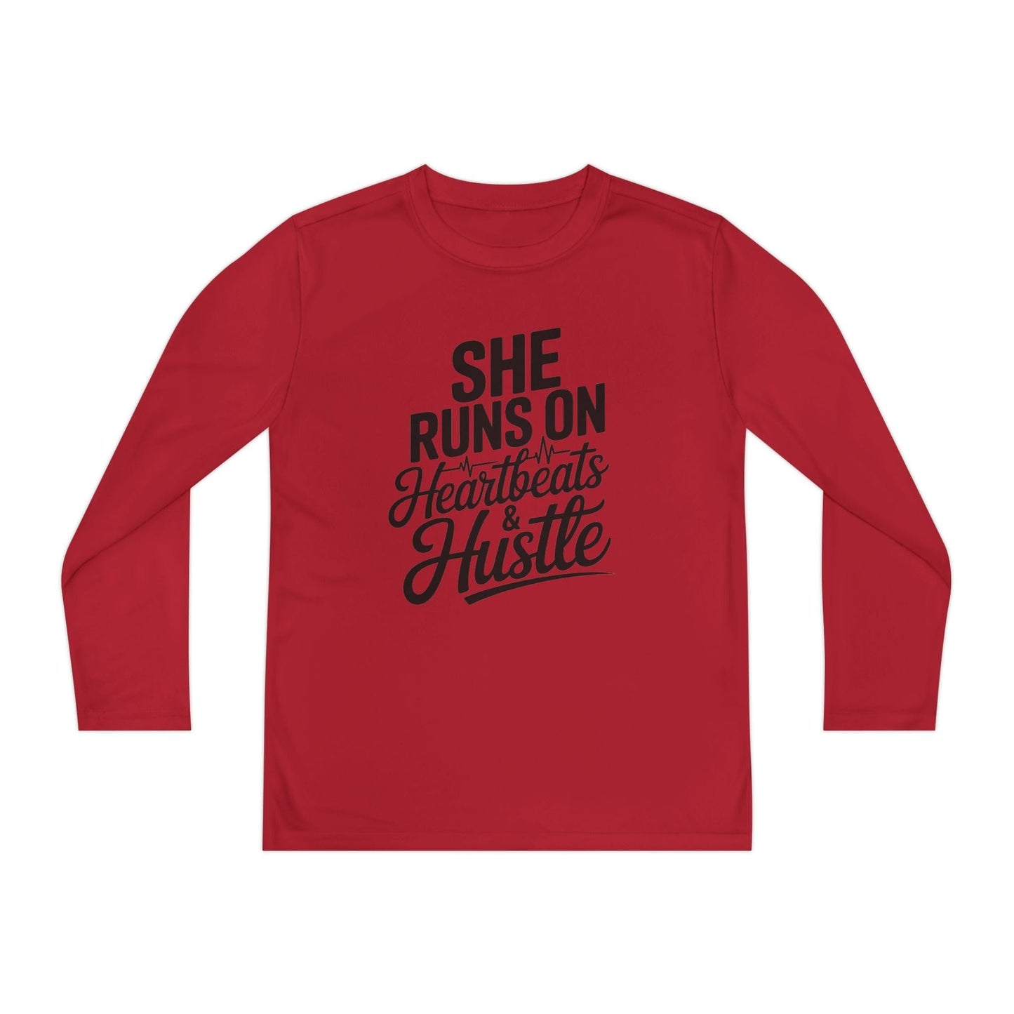 Heartbeats And Hustle Youth Long Sleeve Competitor Tee