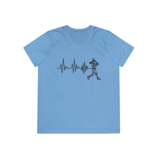Softball Heartbeat  Ladies Moisture Wicking Tee