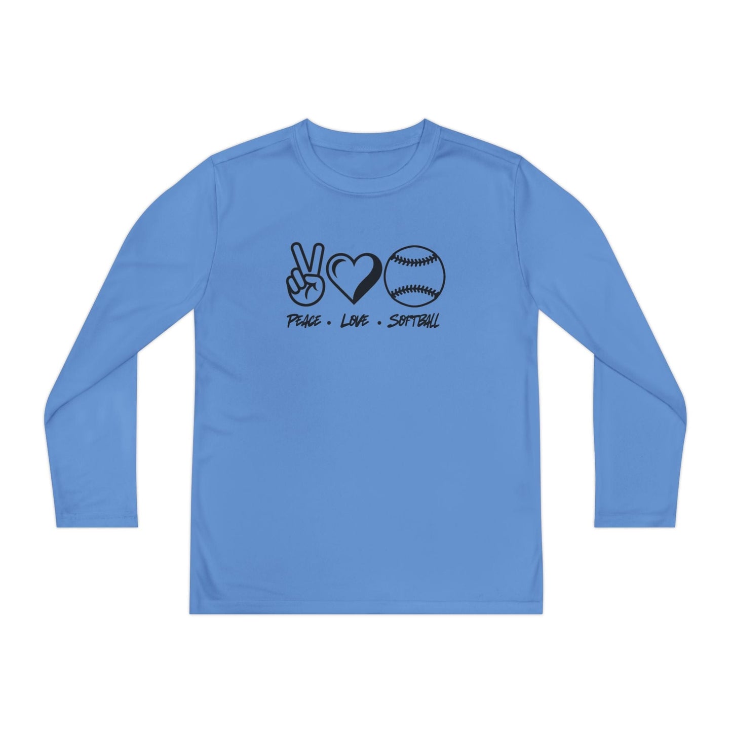 Peace • Love • Softball Youth Long Sleeve Competitor Tee