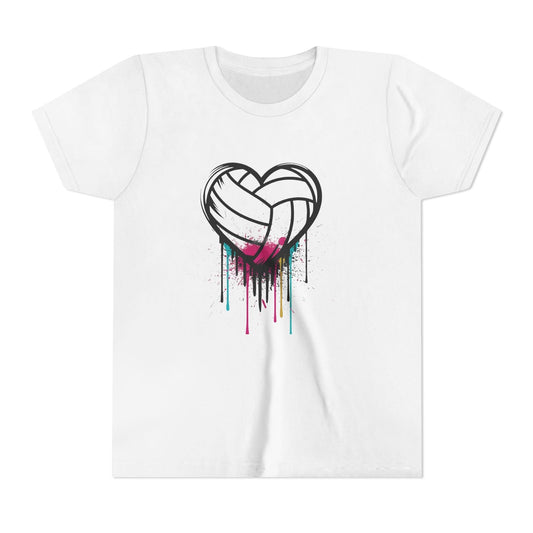 Dripping Volleyball Heart Youth Short Sleeve Tee