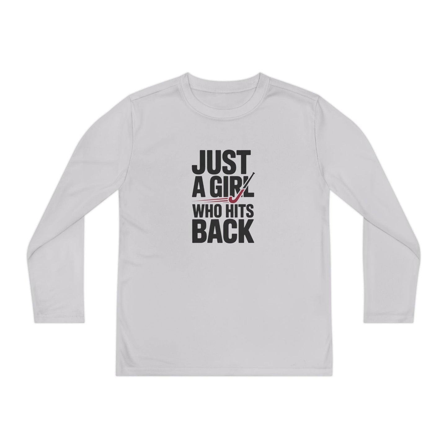 Just A Girl Who Hits Back Youth Long Sleeve Competitor Tee
