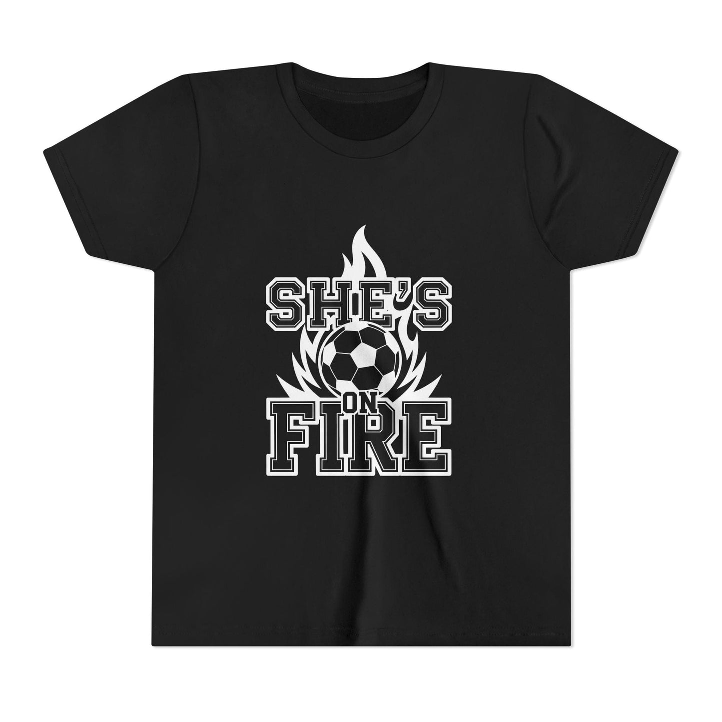 She's On Fire Soccer Youth Short Sleeve Tee