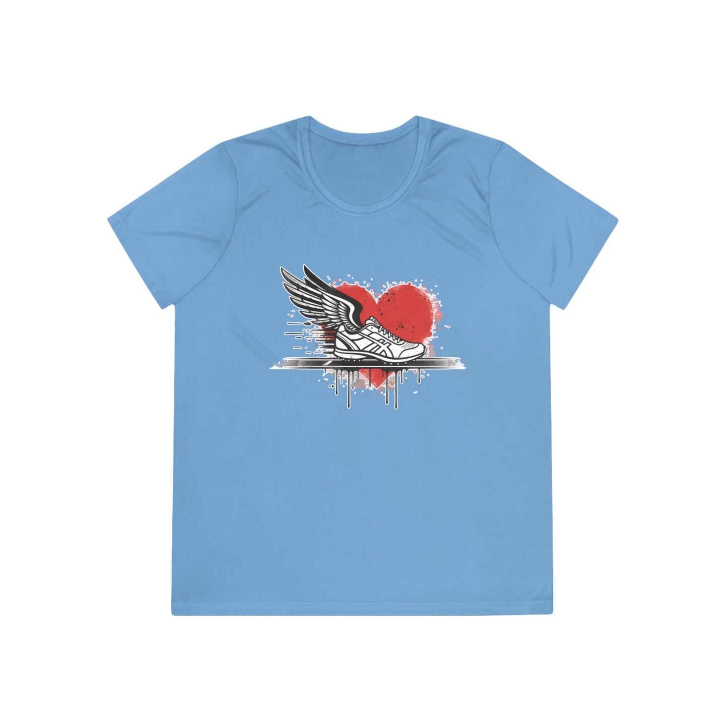 Running Is Her Heartbeat Ladies Moisture Wicking Tee