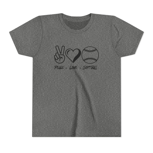Peace • Love • Softball Youth Short Sleeve Tee