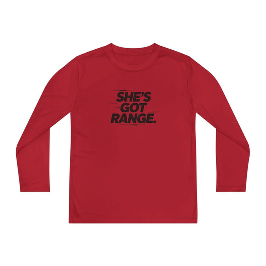 She's Got Range Youth Long Sleeve Competitor Tee