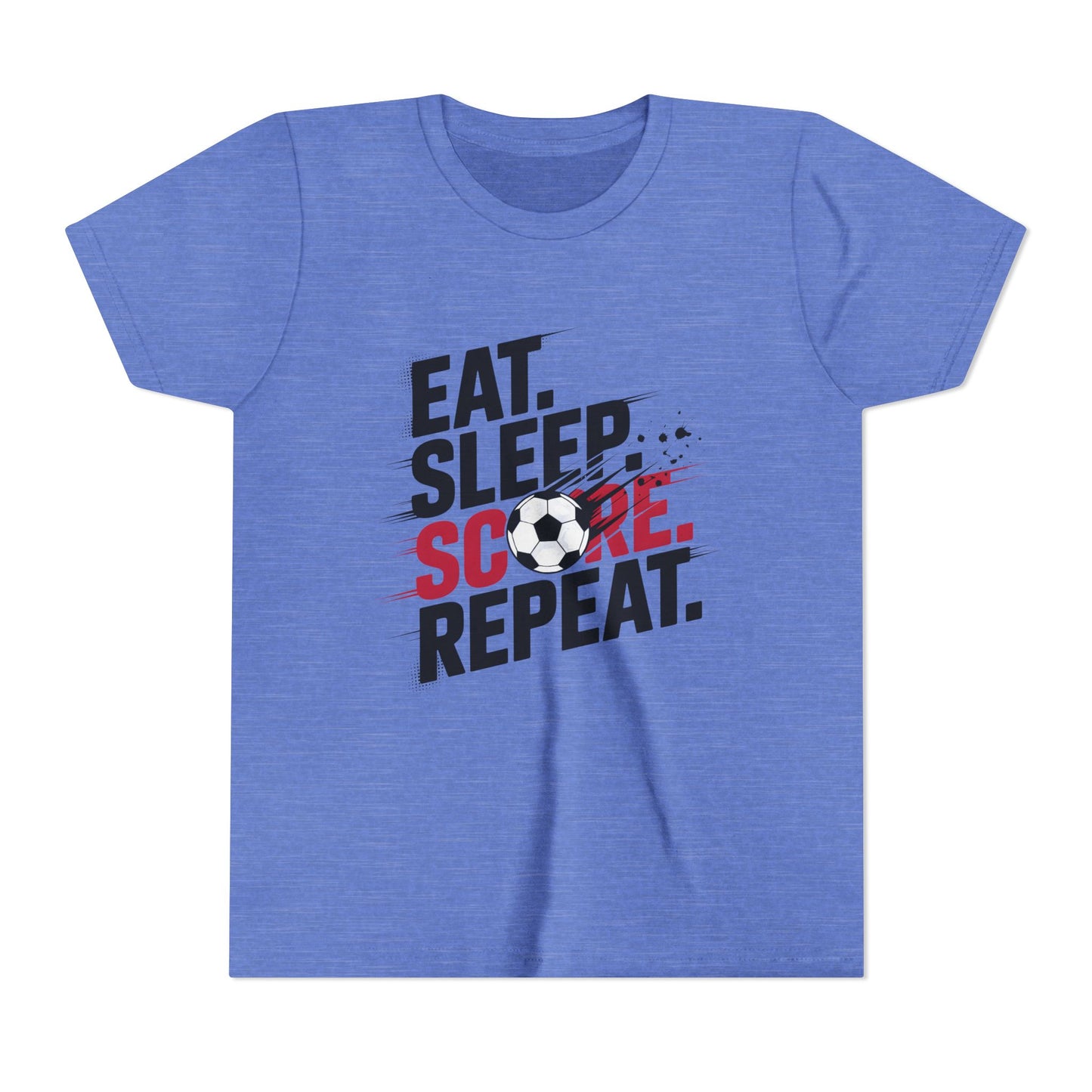 Eat, Sleep, Score Repeat Soccer  Youth Short Sleeve Tee