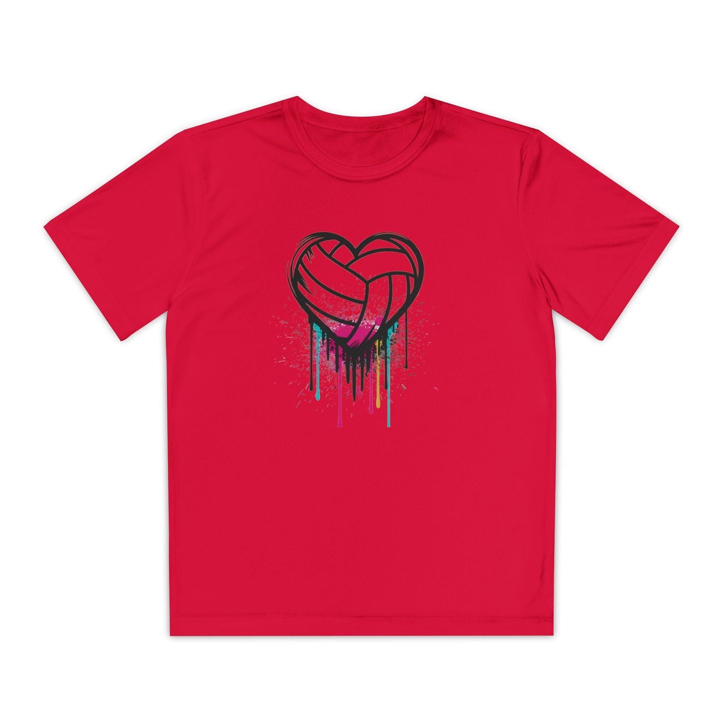 Dripping Volleyball Heart Youth Moisture Wicking Tee