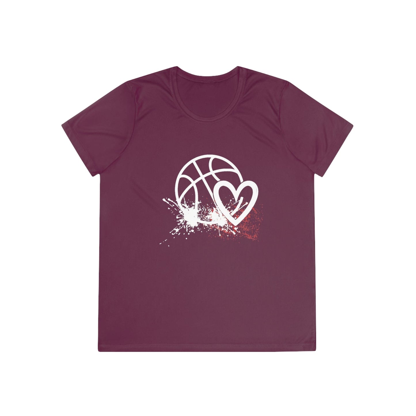 Basketball Is Her Heartbeat Ladies Moisture Wicking Tee