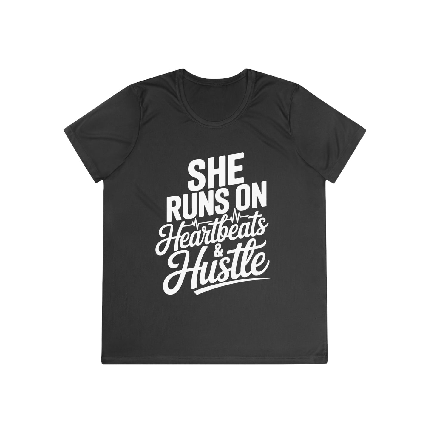 Heartbeats And Hustle Ladies Moisture Wicking Tee
