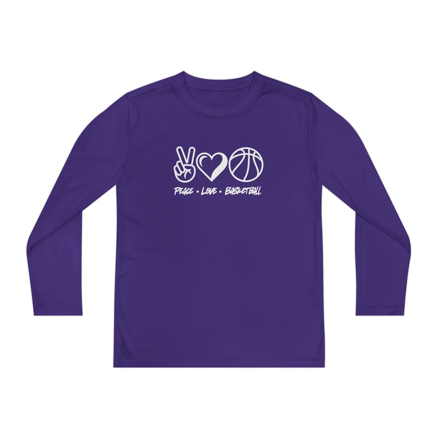 Peace • Love • Basketball Youth Long Sleeve Competitor Tee