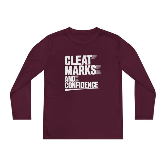 Cleat Marks And Confidence Youth Long Sleeve Competitor Tee