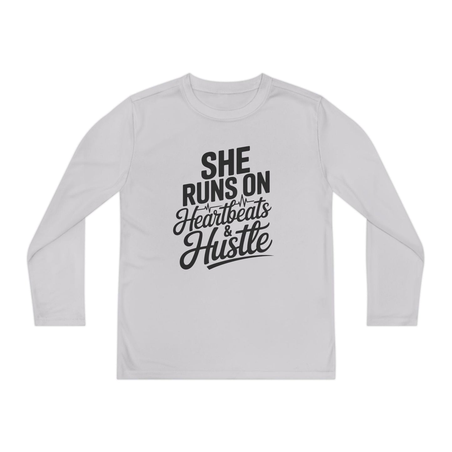 Heartbeats And Hustle Youth Long Sleeve Competitor Tee