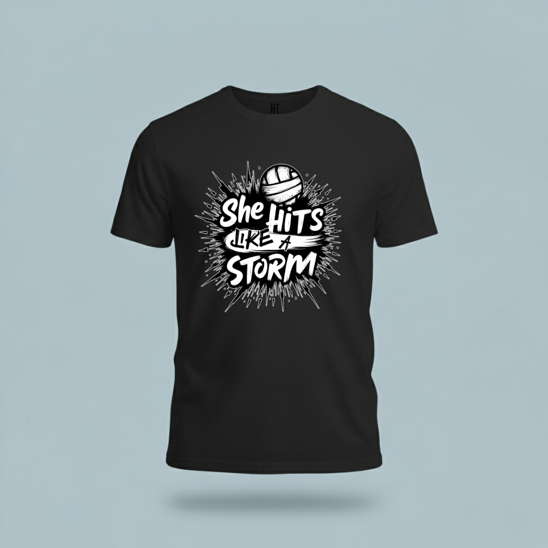 She Hits Like A Storm T-Shirt
