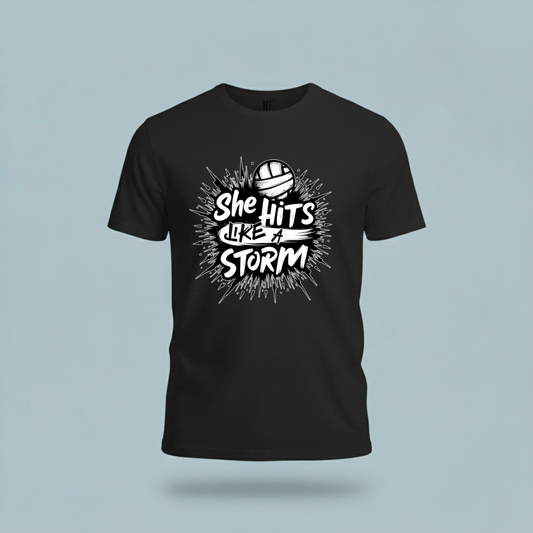 She Hits Like A Storm T-Shirt