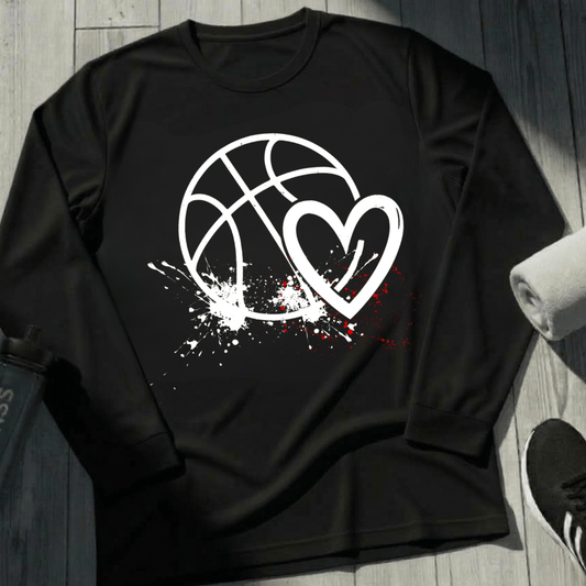 Basketball Is Her Heartbeat Lightweight Long Sleeve Tee