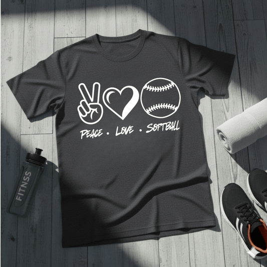 Peace • Love • Softball T-Shirt