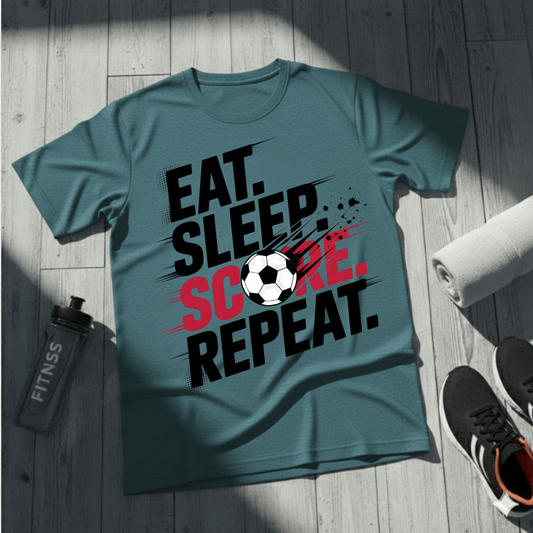 Eat, Sleep, Score Repeat Soccer T-Shirt
