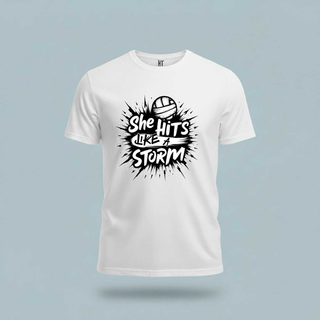 She Hits Like A Storm T-Shirt