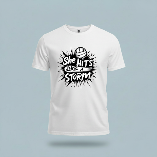 She Hits Like A Storm T-Shirt